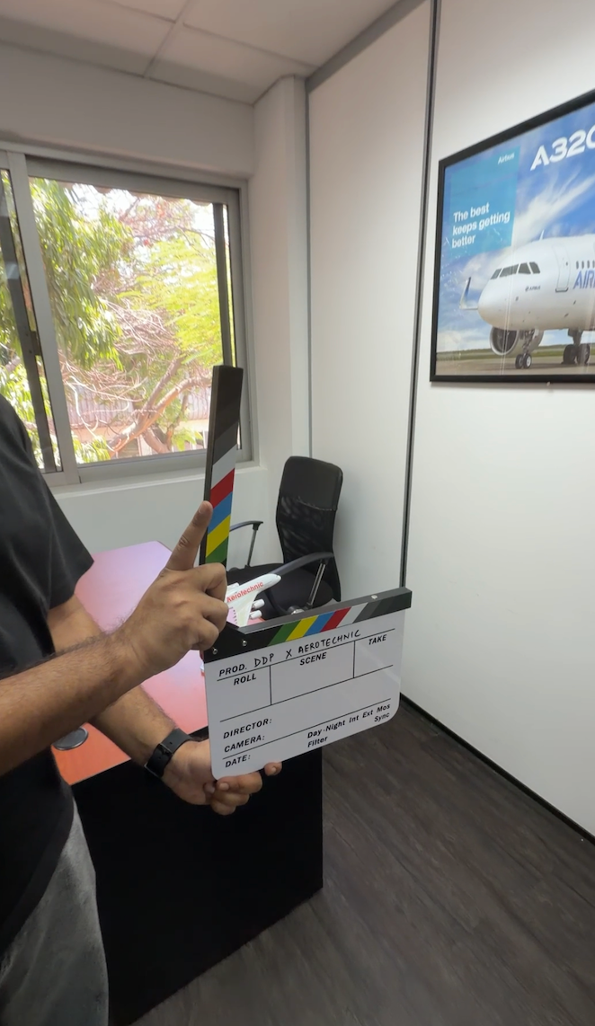 Clapperboard on set